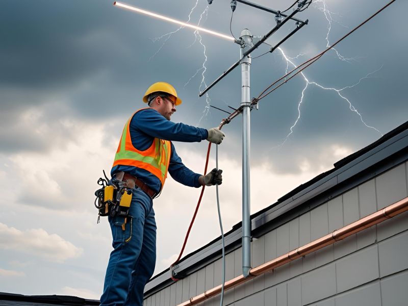Electrician Install Lightning Protection